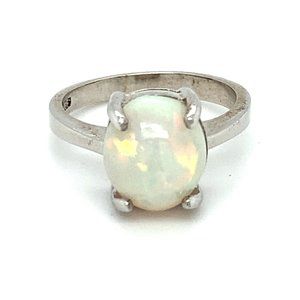 Precious Opal 3.75ct Platinum Solid Silver Ring